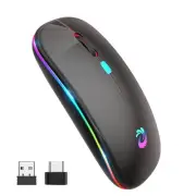 LED Wireless Mouse, Rechargeable Slim Silent Mice 2.4G Portable Office Optica...