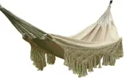 Camping Boho Hammock Woven Hanging Rope Chair Porch Swing with Crochet Fringe