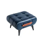 Catzon Stylish Small Footstool Faux Leather for Extra Seating in Living Room-SeaBlue