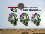 3 - Zombie Heads 2" Hard Hat Toolbox Helmet Sticker H 174