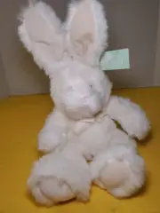 Russ Berrie Plush Bunny Roaker White Rabbit Bow Easter Toy Posable Ears 14"
