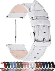 Quick Release Leather Watch Band, Fullmosa Axus Genuine Leather Replacement Watch Strap with Stainless Metal Clasp 14mm 16mm 18mm 20mm 22mm 24mm (choose the proper size)