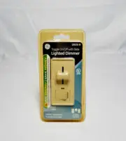GE 600 WATT 120 VOLT Slide " Lighted Dimmer ", Toggle-Style On/Off, Ivory decor