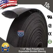 10 FT. 1 1/4" Black Expandable Wire Cable Sleeving Sheathing Braided Loom Tubing
