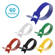 6inch Cable Ties (Hook/Loop Fabric Pkg of 60 Assorted Colors