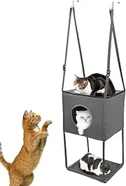 Door Cat Hammock Indoor | Breathable 16X13Inches Cat Climber Foldable Door-Mounted Cat Hammock | Removable Adjustable Seasonal Cat Bed Pet Perch For Door & Elevated Beds Improved Space Efficiency: Our