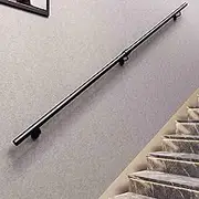Round Handrail Wall Mounted Stairs Banister Handrail, Modern Black Hand Rails for Indoor and Outdoor, 30cm 60cm 80cm 90cm 1m 1.5m 2.5m 3m 3.5m 4.2m 540cm Stairway Railing - Wrought Iron(16.4ft/500cm)