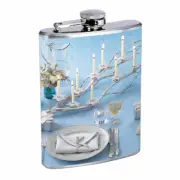 Hanukkah D7 8oz Stainless Steel Hip Flask