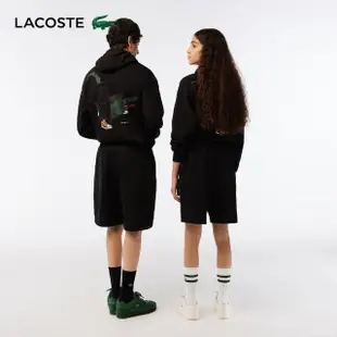 【LACOSTE】中性款-Lacoste x Netflix棉質亞森羅蘋鱷魚短褲(黑色)