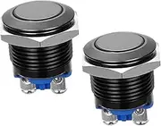 Ciieeo 2Pcs Black Shell Momentary Push Button Switch Reset Push Button for Door Industrial Applications Easy Installation with Screw Type Terminals and Lightweight