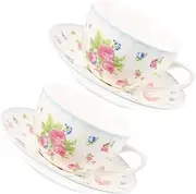 iplusmile 1Set Bone China Coffee Mug Set Cups with Saucer Capacity Water Mug for Tea Milk Coffee for Home Holiday Parties