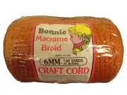 Nos Vintage Bonnie Macrame 6MM Craft Rope Purse Cord Indoor Outdoor 100 Yards