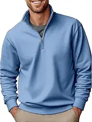 xoxingysm Mens Sweatshirts 1/4 Zipper Stand Collar Long Sleeve Pullover Tops Fall Winter Solid Casual Athletic Sweater Tops