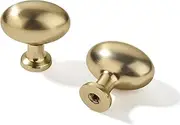khtumeware 10 Pack 1-3/8 inch(35mm Brushed Brass Cabinet Knobs Satin Gold Oval Drawer Knobs Kitchen Cabinet Hardware Zinc for Dresser Drawers