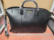 JOY & IMAN Genuine Leather Wheeled Duffle Bag Luggage Black Leather 22" NEW