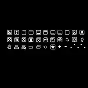 HALLMERS 36pcs Cooktop Oven Grill Symbols Decal Control Panel Labels (White Print Clear Adhesive) Replacement Stove Top Knob Switch Gas Stovetop Sticker Electric Kitchen Appliance