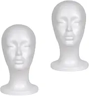 WOFASHPURET 2Pcs Female Head Model for Wig Display Mannequin Stand for Hats Lightweight and Durable for Salons and Photography White Mannequin Head