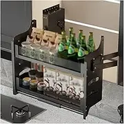 High Cabinet Open Door Pull-down Rack,Lifting Basket Wall Cabinet,Damping Buffer Basket,Space Saving for Home Bar Cafe(800mm)