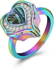BIAIHQIE Cremation Jewelry for Ashes Heart Urn Ring for Women Cremation Ring Holds Loved Ones Ashes-7-Colorful