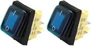 KLVN ON Off 30A 12V 24V LED Heavy Duty 4 Pin Snap in DPST IP67 Sealed Waterproof T85 Auto Boat Marine Toggle Rocker Switch(Blue LED)