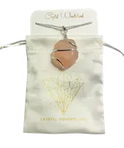 Infinity Loop Crystal Tumbled Rose Quartz Pendant Silver Healing Natural Crystal