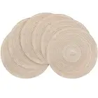 15 Inch Round Braided Placemats Set of 6, Washable Heat Resistant Cotton Poly...