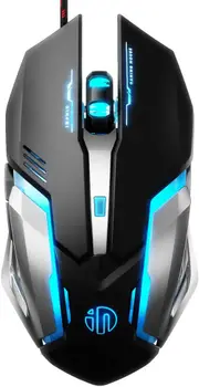 Inphic Gaming Mouse Wired, Ergonomic Game USB Computer Mice RGB Gamer Desktop Laptop PC Gaming Mouse, 7 Programmable Buttons for Windows 7/8/10/XP Vista Linux (BLACK1)