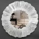 Selenite Crystal Sun Burst Wall Mirror, Gemstone Bedroom Decors Christmas Eve