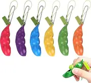 Midook Fidget Bean Toy,Squeeze-a-Bean,Sensory Edamame Keychain Toys for Kids and Adult Release Stress and Anxiety,Soybean Toys Gift (6 Pack Colourful)