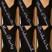 Hen's Party Black Pink Satin Bride Sash Bachelorette Sashes Bridal Shower Hen Night Wedding PARTY
