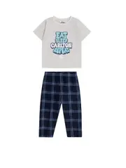 Official AFL Boys & Girls Sizes 2-6 Carlton Blues PJS Set Short Tee Flannel Pants