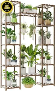 Large Plant Stand, Indoor/Outdoor Tall Shelf, Corner Holder for Multiple Plants