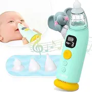 Baby Essentials Nasal Aspirator, Electric Auto Snot Remover with LED Light & Music Rechargeable Nose Sucker for Snotty Kid/Nose/Children/Toddler, include 3 Tips and Tweezers