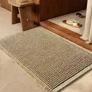 IM HOME Waffle Bath Mat Beige 36"x24", Boho Woven 36"x24",