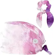 [YTYVAGT] Scrub Caps Women,Scrub Hats Suitable for Women,Colorful Pink Watercolor