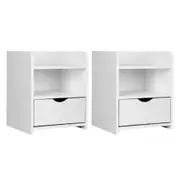 Artiss 2X Bedside Table 1 Drawer with Shelf - FARA White