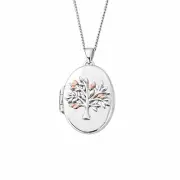 Clogau Welsh Gold Tree of Life Silver Oval Locket Pendant Necklace 3SNTLL