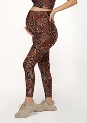 [Lorna Jane] Boheme Phone Pocket Maternity Ankle Biter Leggings in Print, Polyester/Elastane, Size - Small S Boheme Print