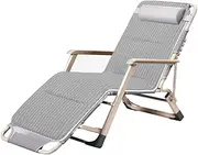 Balcony Office Relaxing Chair Foldable Sun Loungers Deck Chairs Reclining G Relaxer Recliner Sunbed Adjustable for Patio Outdoor Camping Beach, Gray