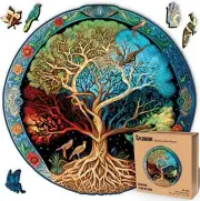 Premium Quality 500-Piece Wooden Jigsaw Puzzle - Whimsical Tree of Life