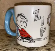 BRAND NEW HTF PEANUTS LINUS & SNOOPY DIMENSIONAL Blue BLANKET HANDLE MUG CUP