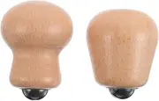 FRCOLOR 2pcs Handheld Facial Massager Roller: Natural Wood Handle For Comfortable Grip - Facial Fatigue - Portable For Travel Face