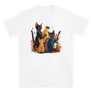 Funny Cats Band Graphic T-shirt - Art Novelty Music Tee Unisex