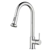 Round Chrome Pull Out Spray Kitchen Sink Mixer Tap