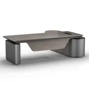 Modern Furniture LUCA 240cm Sit & Stand Executive Desk - Hazelnut & Grey