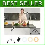 LED Ring Light Tripod with Casters and 10 Brightness Levels for Stunning Photos
