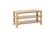 MIUZ Solid Oak Wood Shoe Bench Entryway Seat with Storage Rack Space-Saving Organizer for Home Use