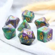 Galactic Dice HD Dice Sets - King Cake (Purple, Green, & Gold) Acrylic Set of 7