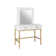 White Large Vanity Dressing Table with 12 LED Lights