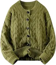 [Generic] Men's Round Neck Single Breasted Ribbed Knitted Cardigan Solid Color Casual Loose Oversized Sweater Cardigan